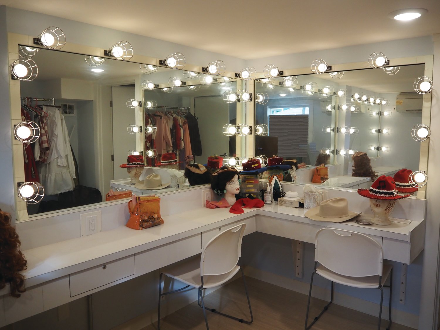 Back stage got a face lift all its own with new light fixtures for actors to get their faces on as well as individually locking drawers to keep their make-up secrets safe.